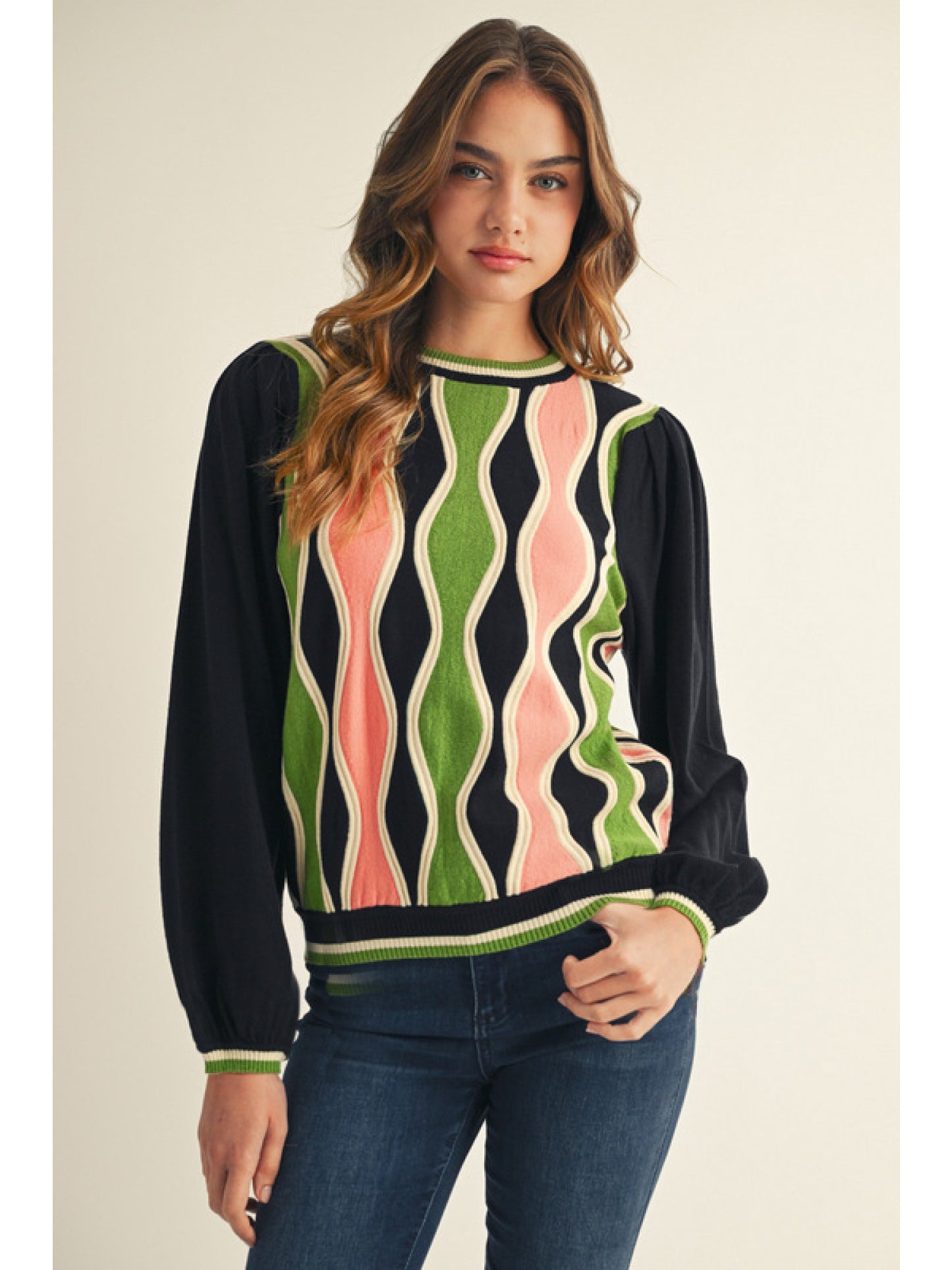 Jodifl Black/Pink/Green Sweater