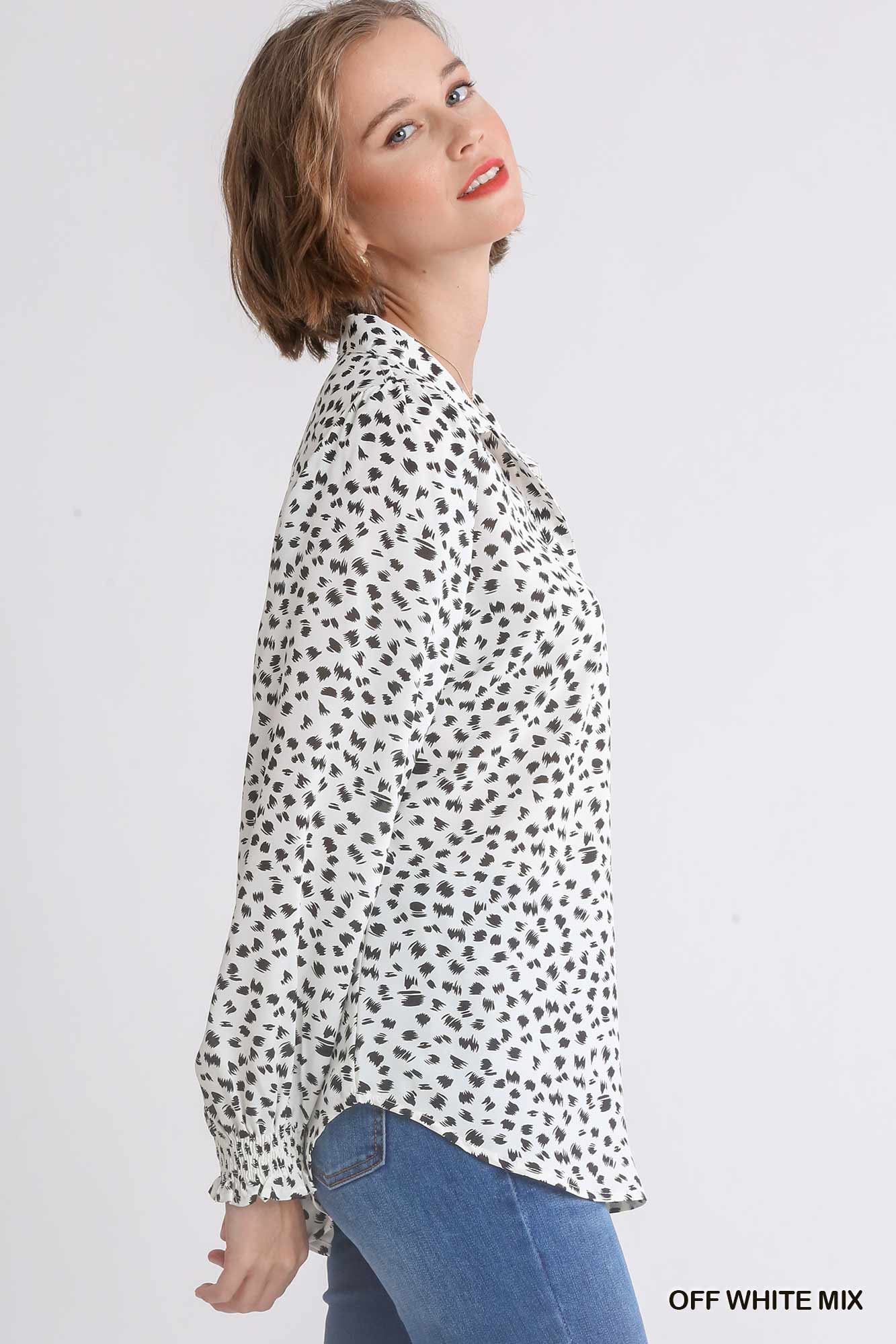 Animal Print Collared Top