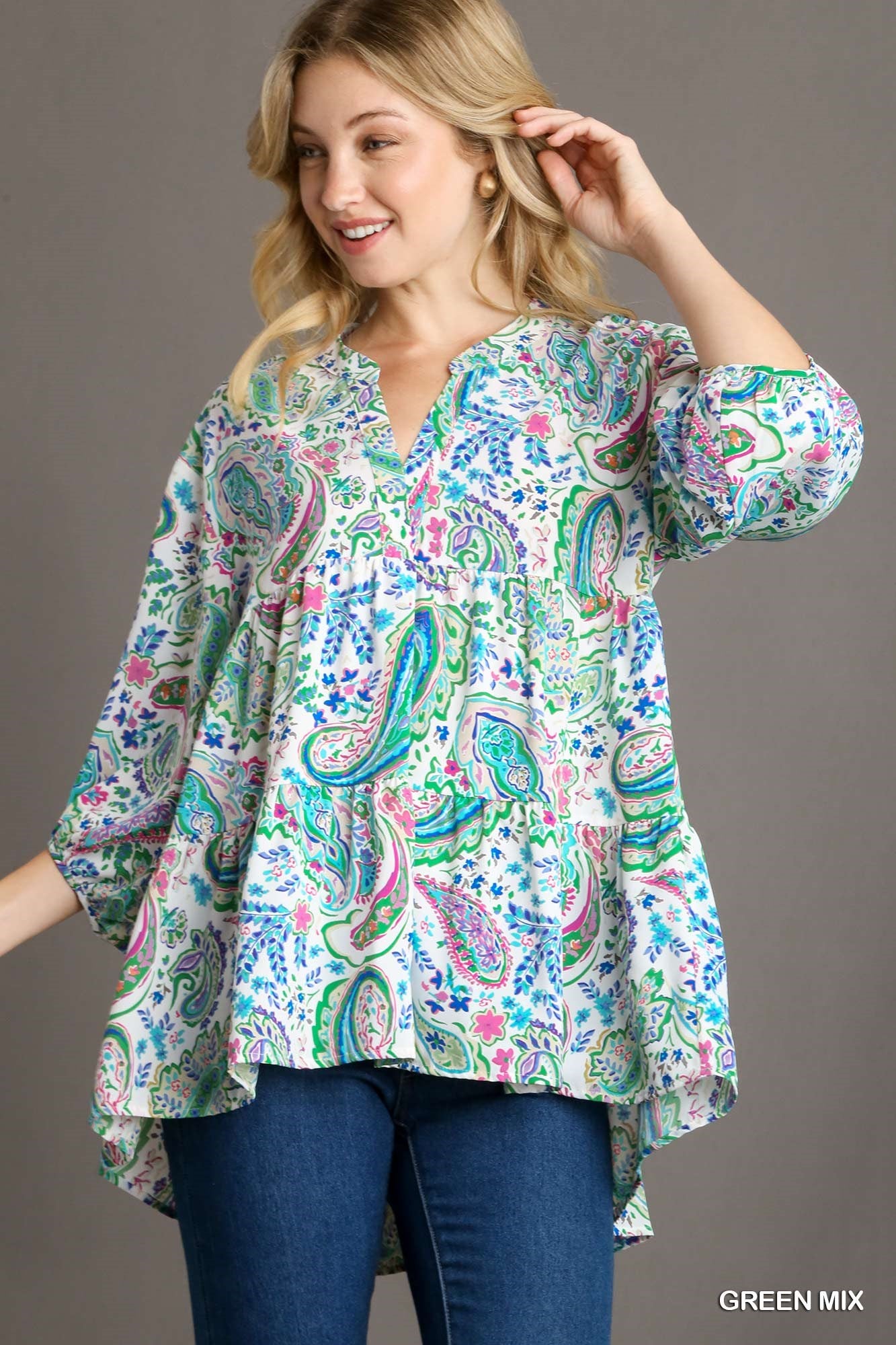 UMGEE BLUE FLORAL TOP PLUS