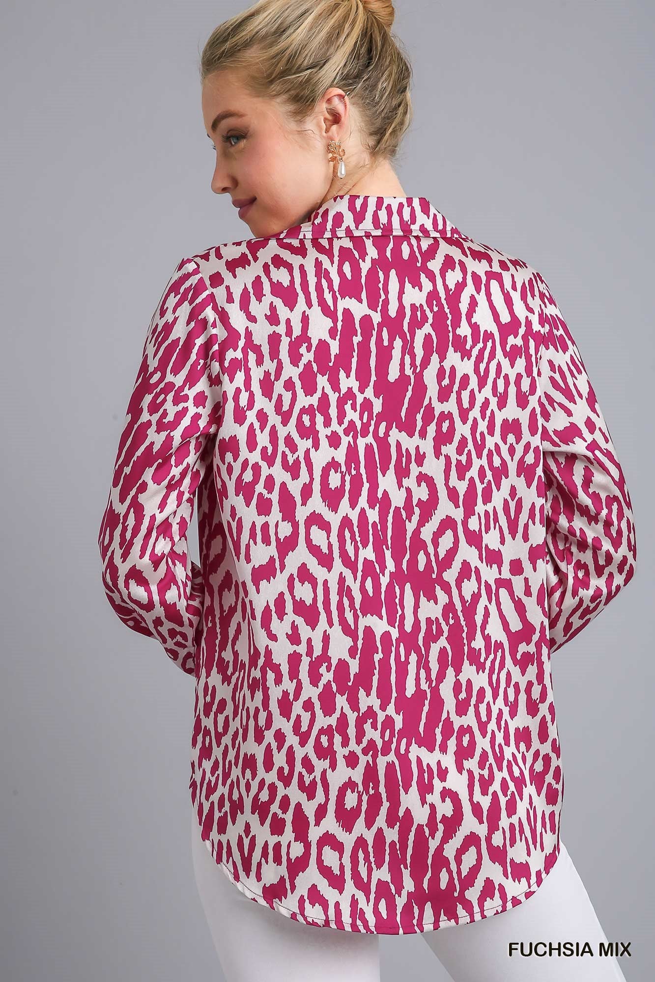Animal Print Collared Top