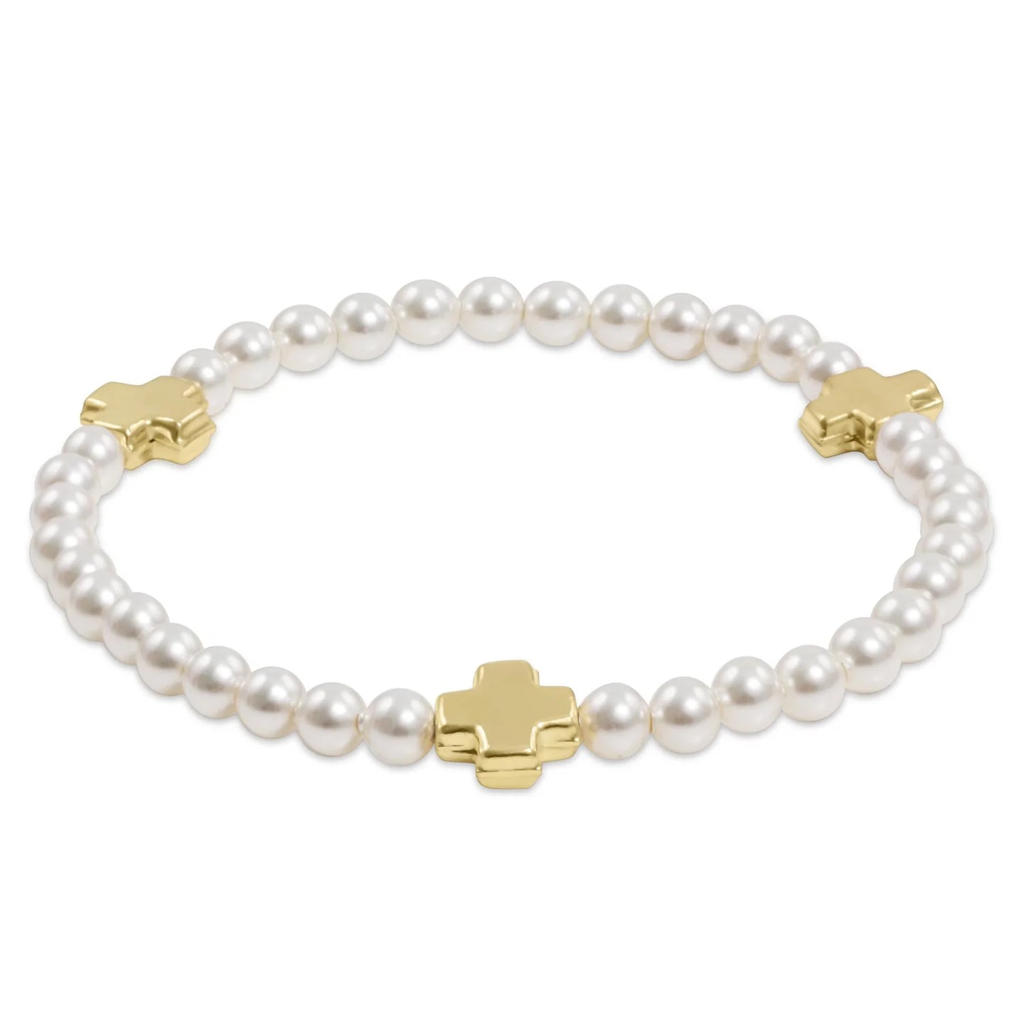 Enewton SIGNATURE CROSS PEARL PATTERN 4mm gold