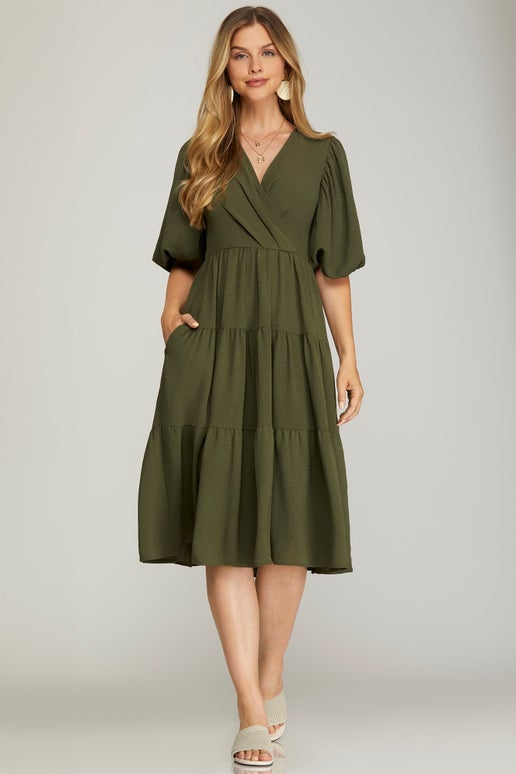 She & Sky Green Dress