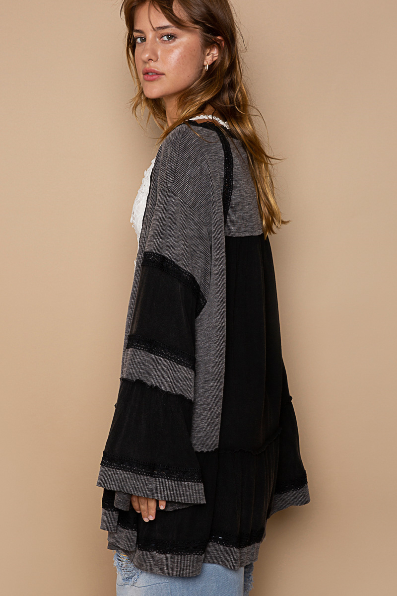 POL CARDIGAN BLACK/GREY
