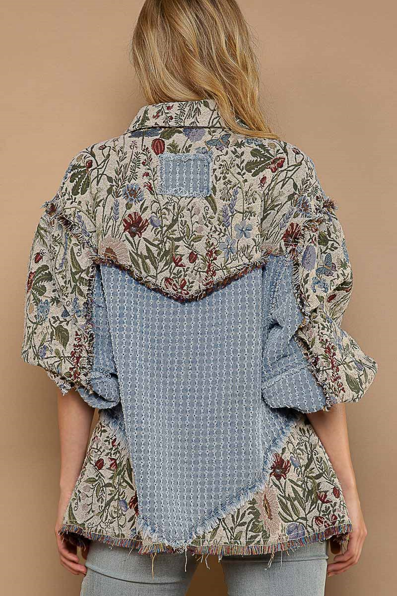 Pol Denim Floral Multi Jacket