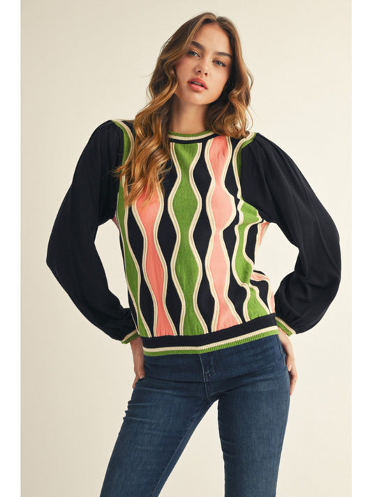 Jodifl Black/Pink/Green Sweater