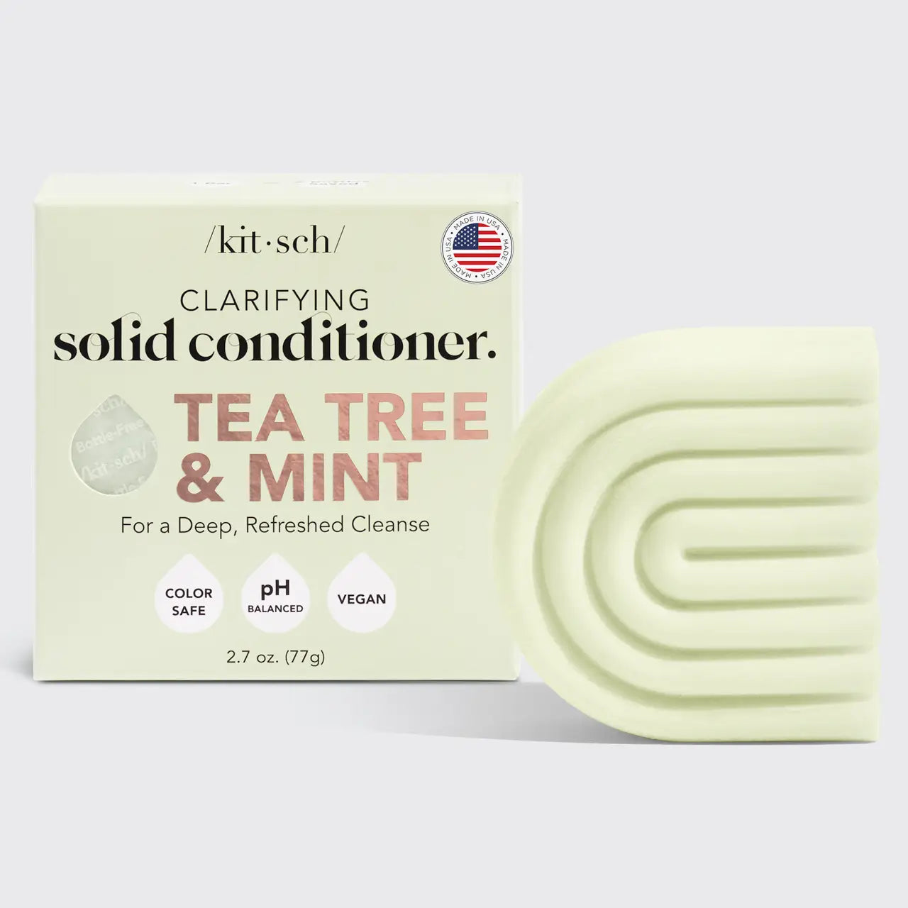 KITSCH Tea Tree & Mint Solid Natural Hair Conditioner Bar for Curly Wavy Fine Hair, Clarifying & Cleansing Organic Conditioner, Hair Color Safe, Zero Waste, Vegan, Eco Friendly, Sulfate Free