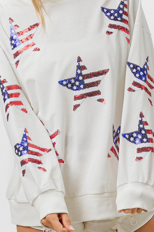 BIBI AMERICAN FLAG FRENCH TERRY PULLOVER