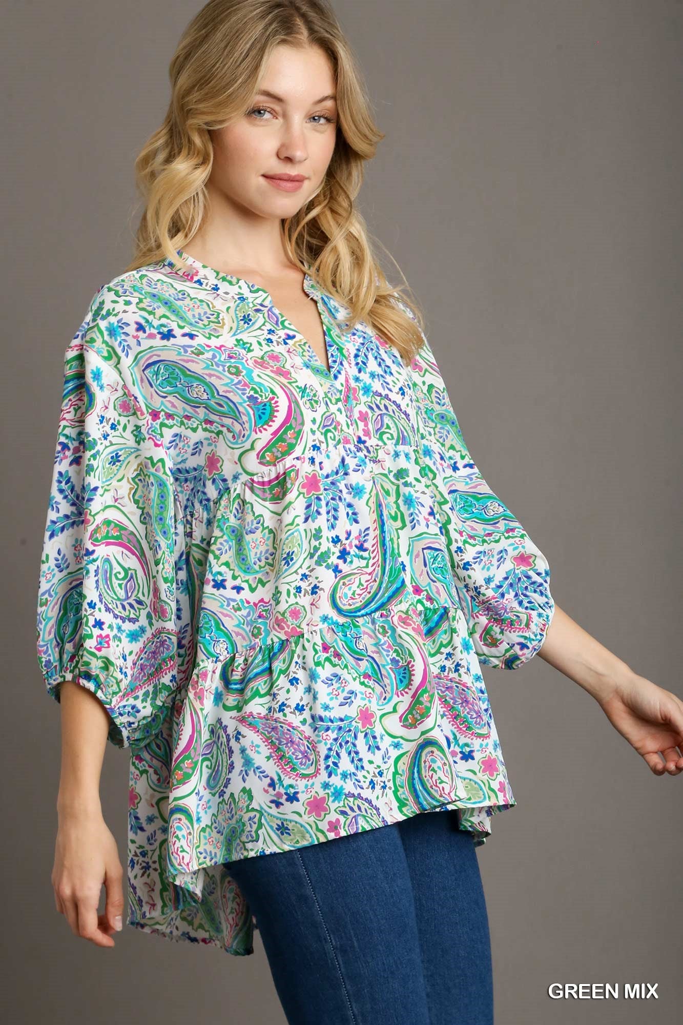UMGEE BLUE FLORAL TOP PLUS