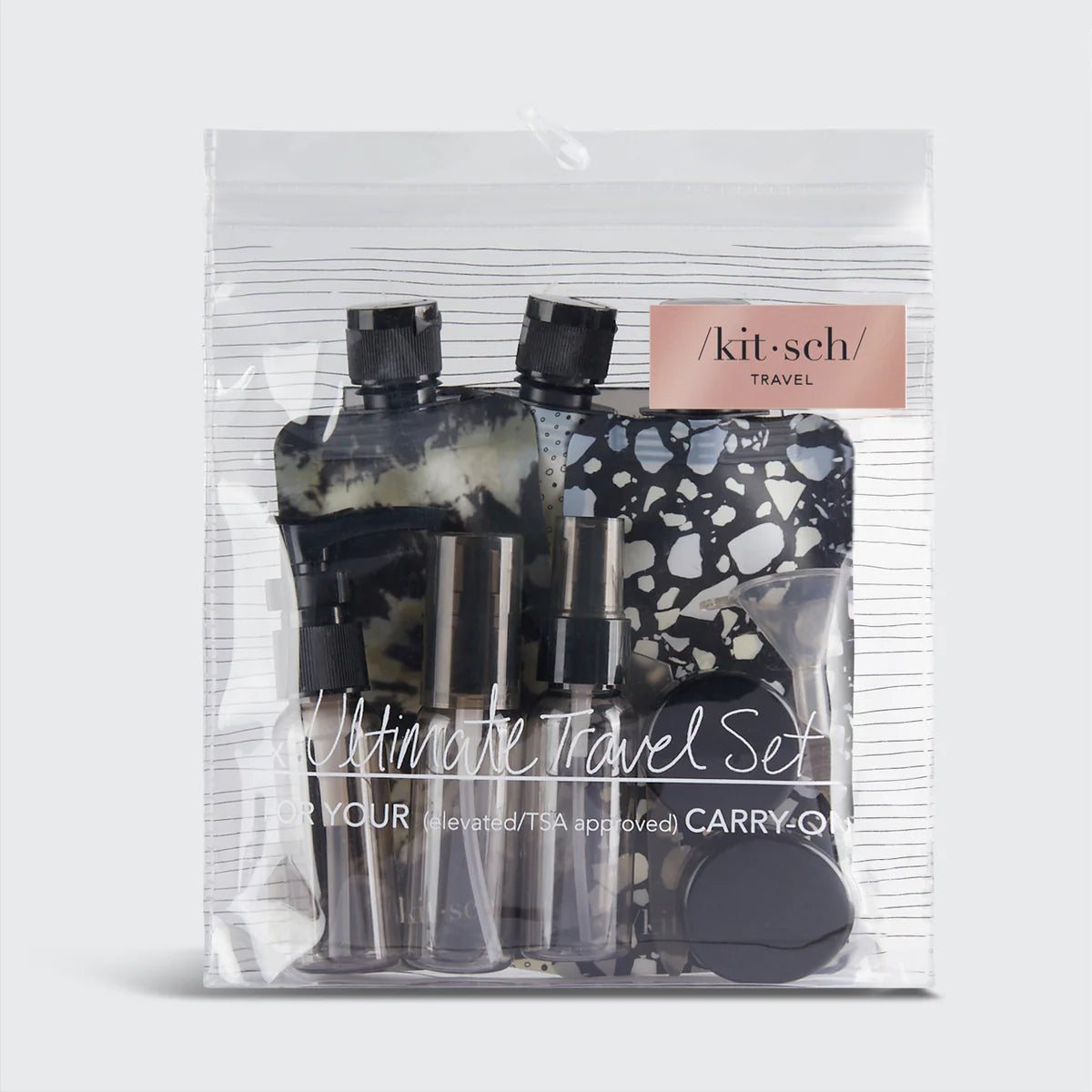 Black & Ivory Travel Bottles for Toiletries 11pc Set