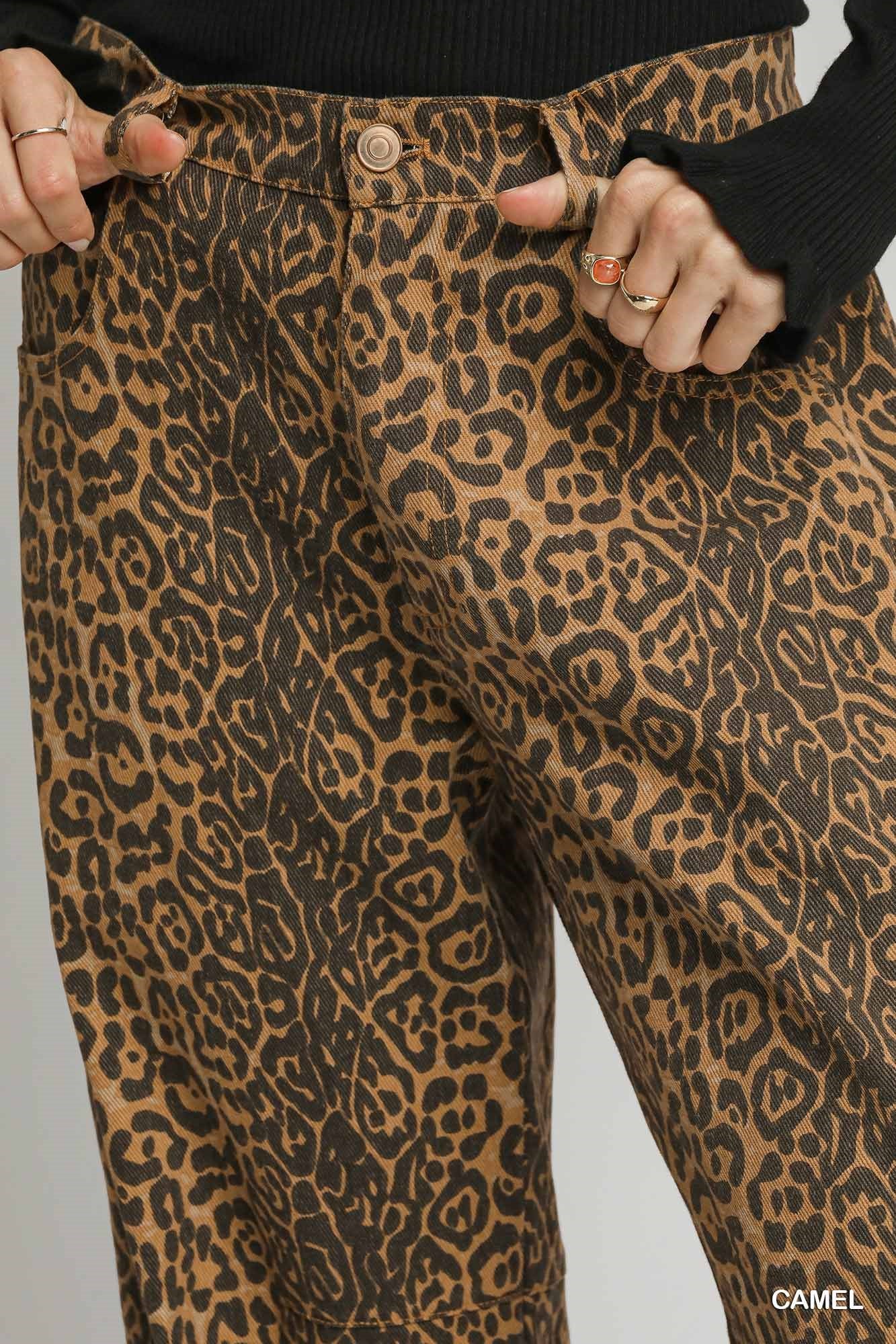 Leopard Print Wide Leg Pants