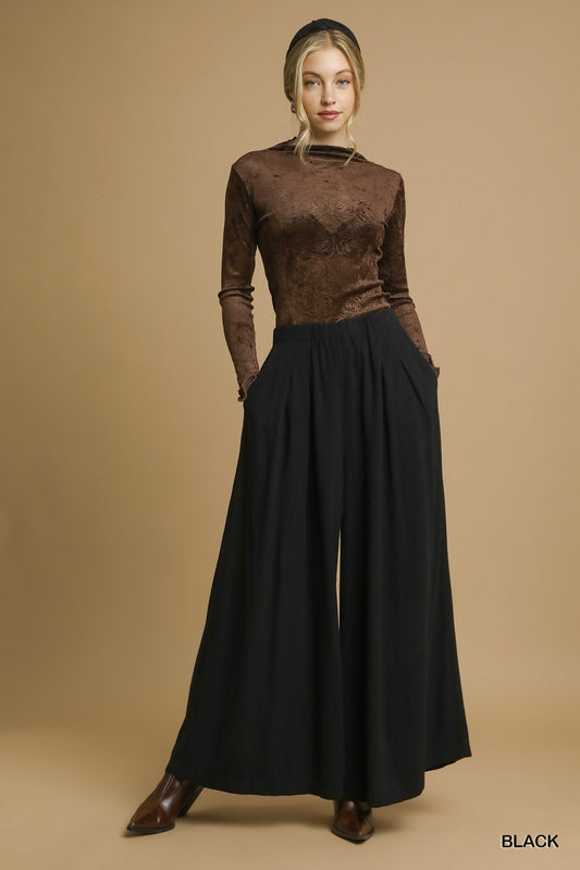 Linen High-Waisted Wide Leg Palazzo Pants