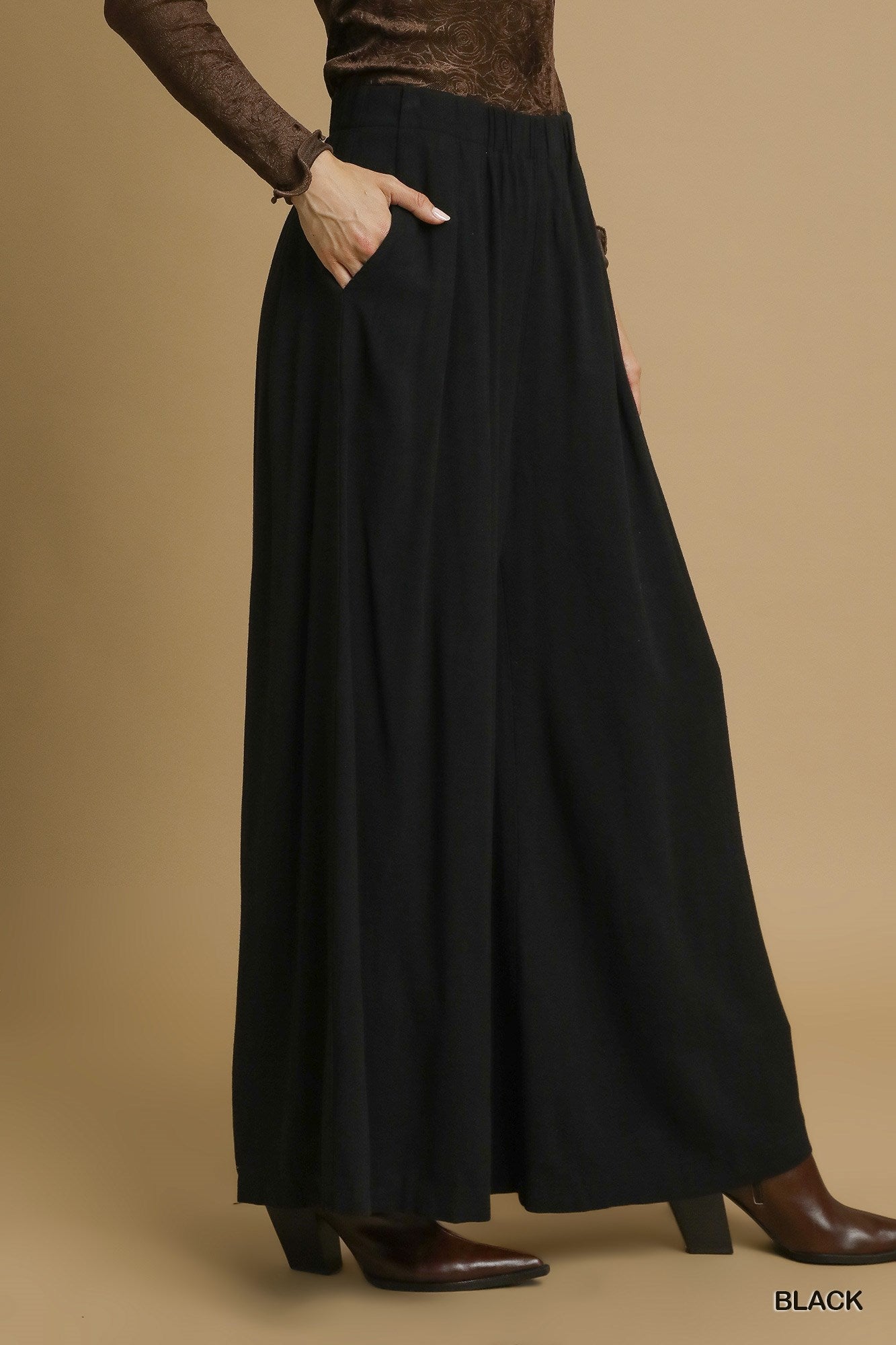 Linen High-Waisted Wide Leg Palazzo Pants
