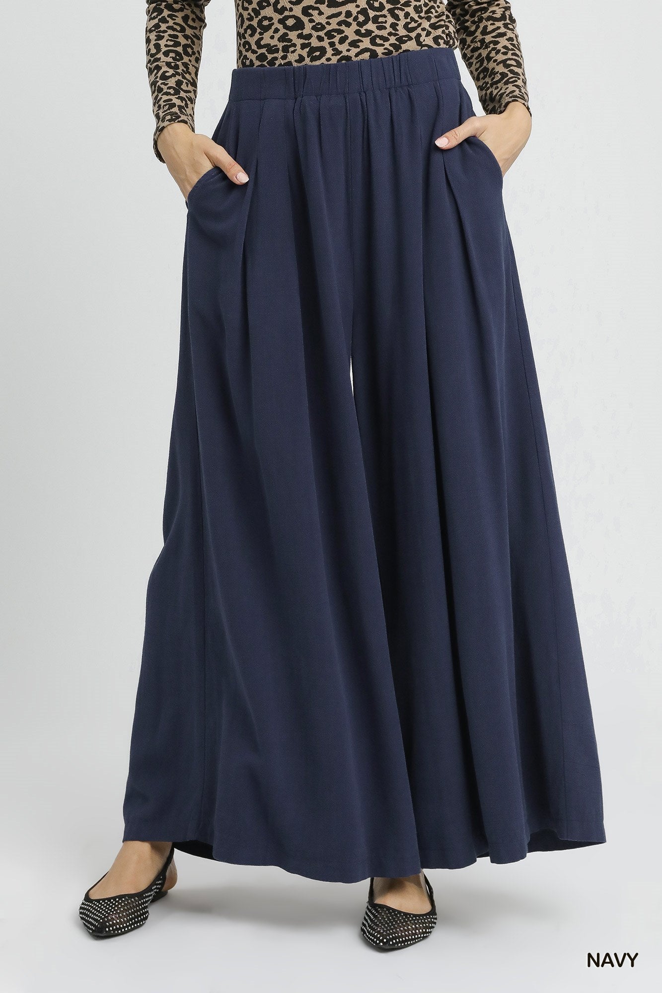 Linen High-Waisted Wide Leg Palazzo Pants