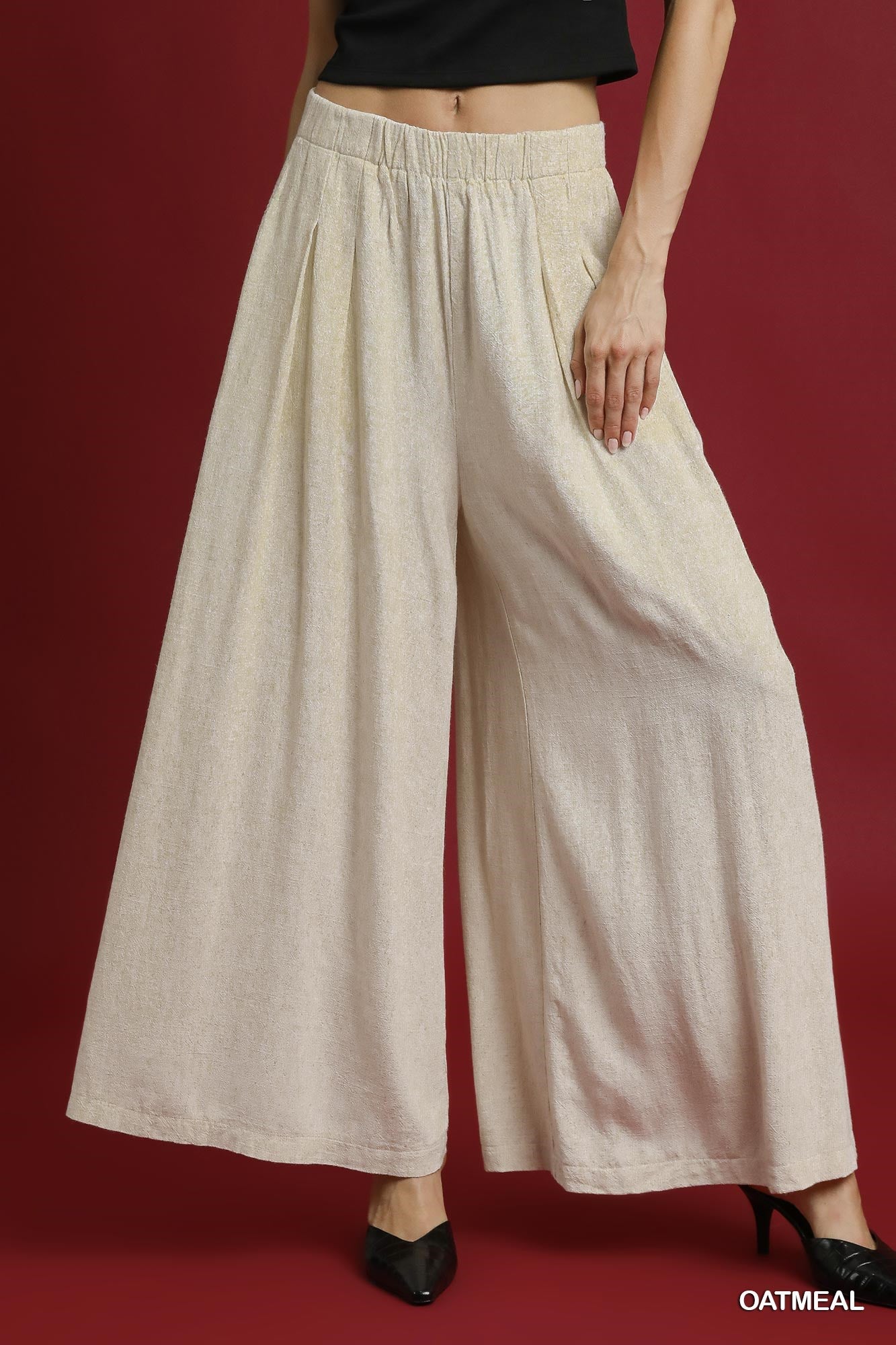 Linen High-Waisted Wide Leg Palazzo Pants