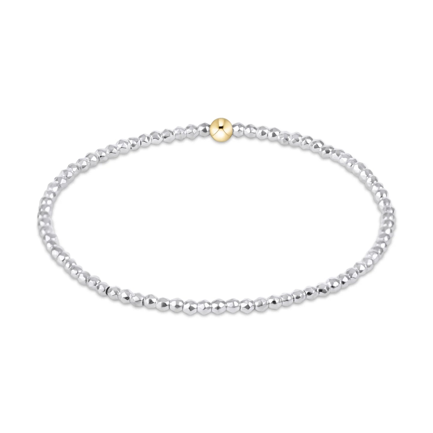Enewton Bright Silver Faceted Hematite 2mm Bead Bracelet