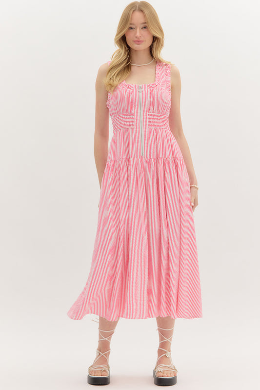 ENTRO RED STRIP DRESS