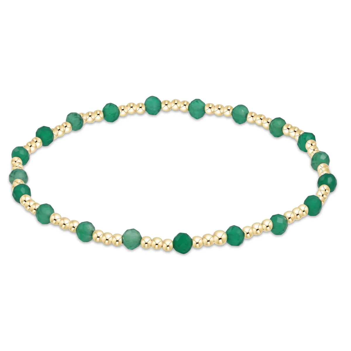 Enewton Gold Sincerity Pattern 3mm Bead Bracelet - Gemstone Green Onyx