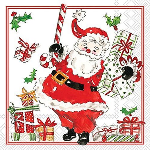 BI  Cocktail Napkins Holly Jolly Santa  20-Count