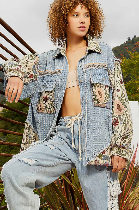 Pol Denim Floral Multi Jacket